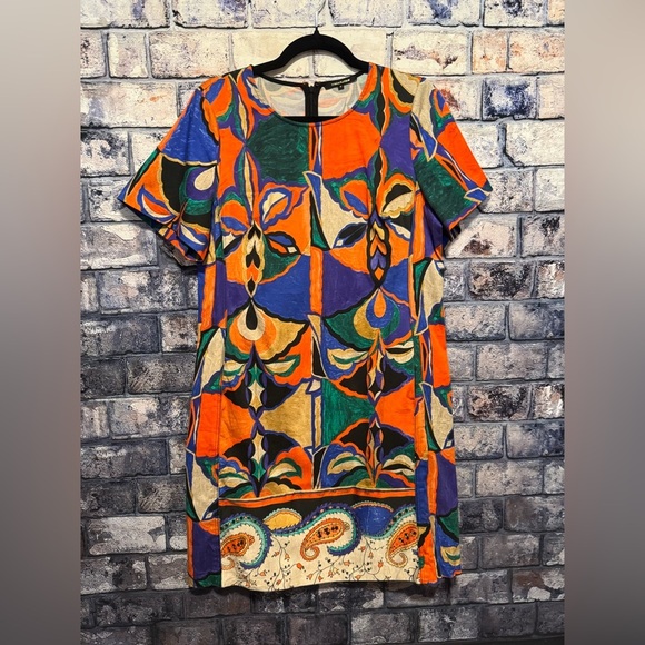 Kobi Halperin Angie Mixed-Print Stretch-Cotton Shift Dress Size Medium M - Picture 4 of 9